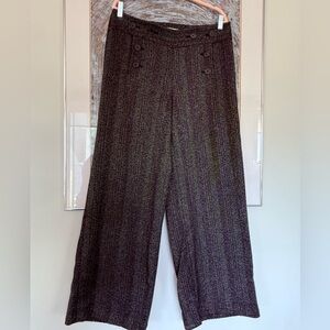 Max Studio Black and White Tweed Wide-Leg Trousers